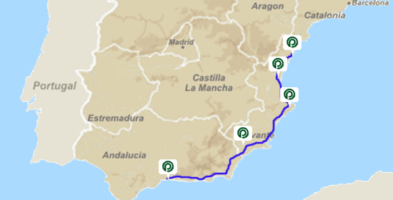 Map of Mediterranean route